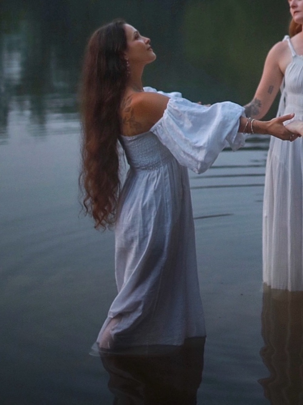 Sleeper 100% linen White Off-Shoulder Maxi Dress - Elegant Women’s Summer Dress